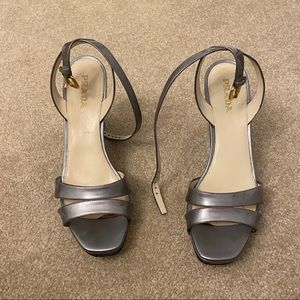 Prada silver wedge heels